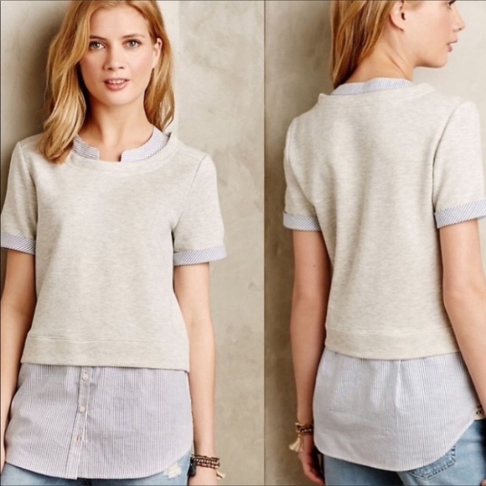 SALE Anthropologie Postmark Sweatshirt Button